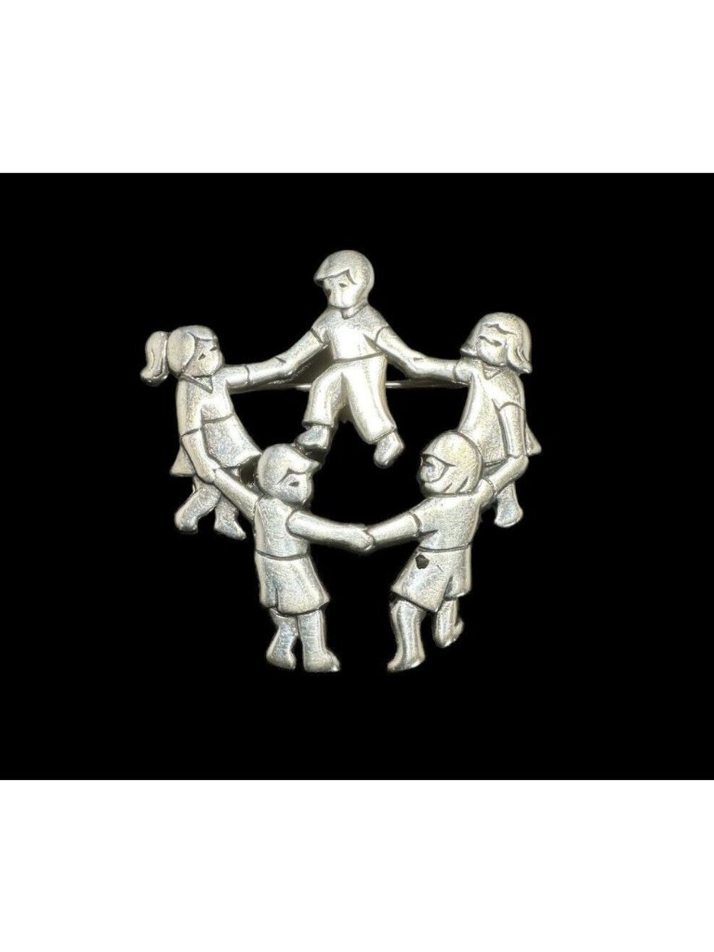 JAMES AVERY | 925 Sterling Silver - Children Holding Hands Brooch Pin Signed